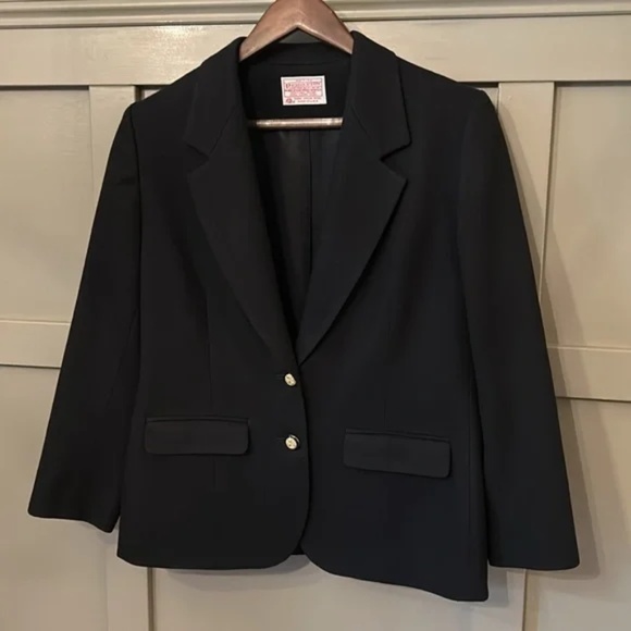 Pendleton Vintage Pure Virgin Wool Blazer Jacket 2 Button Front Black Size 10 P - Picture 4 of 9